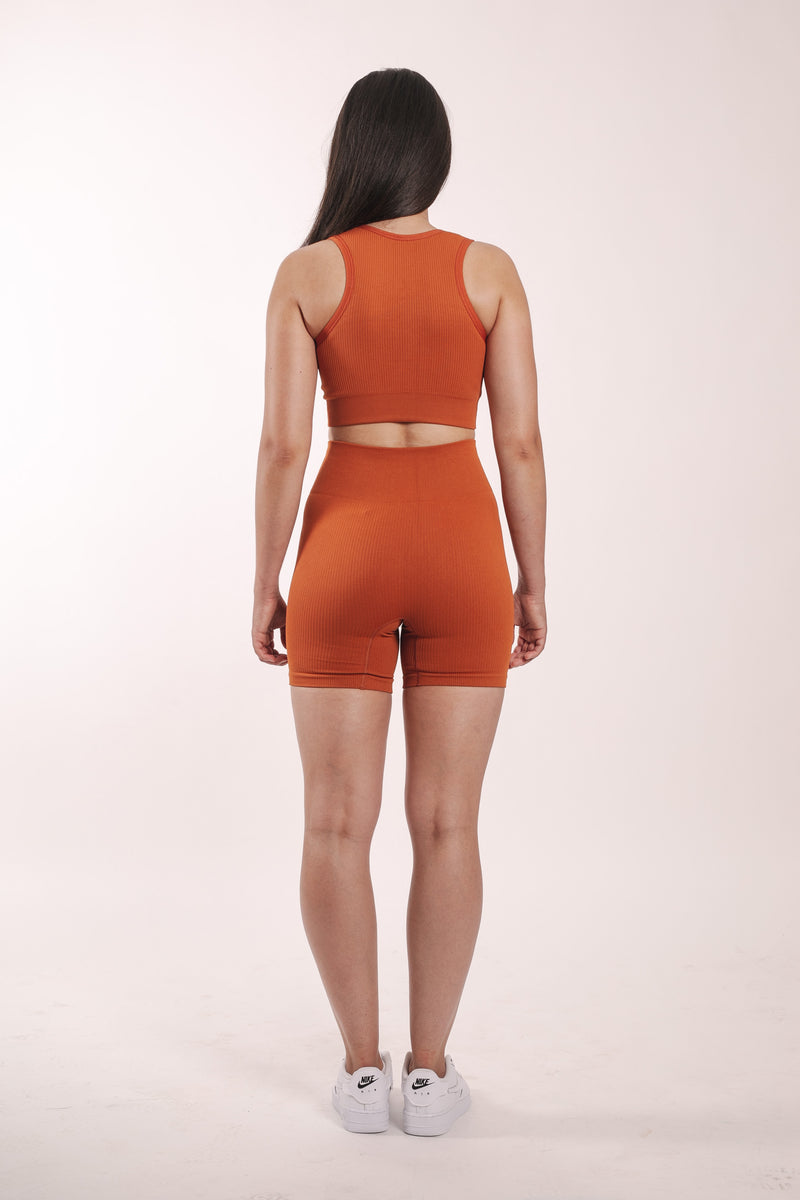 Ribbed biker short - rust